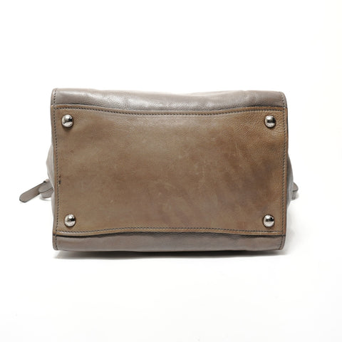 PRADA Triangle logo leather 2WAY Handbag beige WS28619