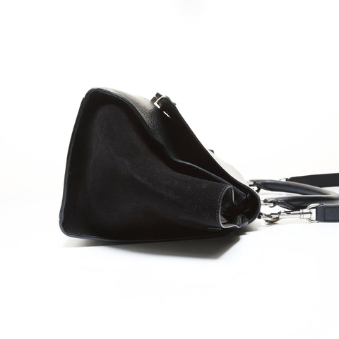 CELINE Trapeze Suede Leather 2-Way Bag Handbag black WS28624
