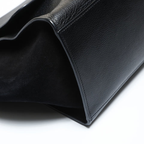 CELINE Trapeze Suede Leather 2-Way Bag Handbag black WS28624