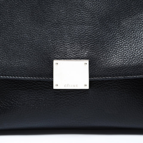 CELINE Trapeze Suede Leather 2-Way Bag Handbag black WS28624