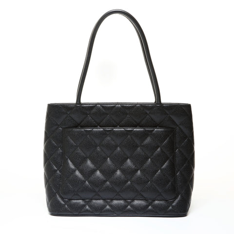 CHANEL Item No. 9, 2002-2003 Replica Tote, Caviar Skin, Silver Metal Tote Bag black WS28625