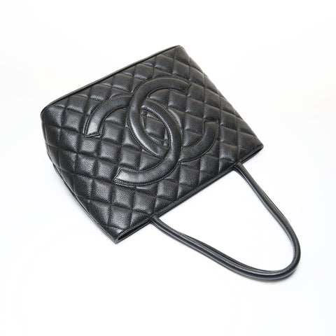 CHANEL Item No. 9, 2002-2003 Replica Tote, Caviar Skin, Silver Metal Tote Bag black WS28625