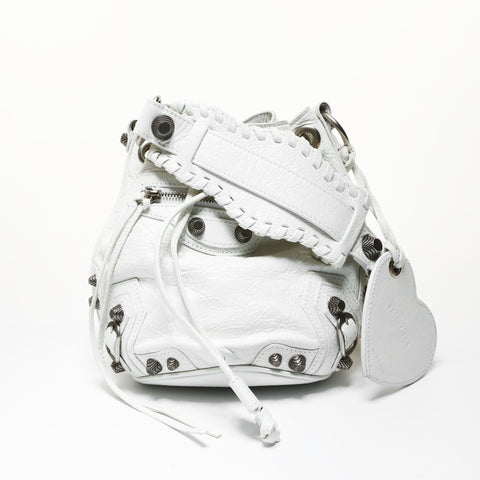 BALENCIAGA Le Cagol XS Bucket Shoulder Bag white WS28632