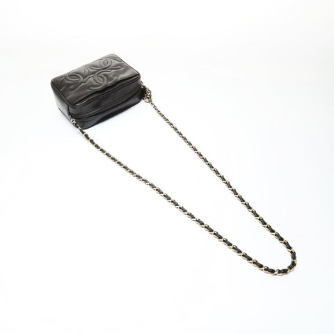CHANEL Item No. 3, 1990-1992, Lamb Leather, Triple Coco, Fringe Shoulder Bag black WS28637