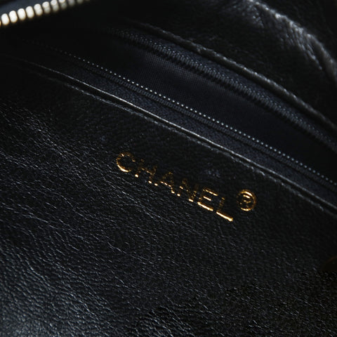 CHANEL Item No. 3, 1990-1992, Lamb Leather, Triple Coco, Fringe Shoulder Bag black WS28637