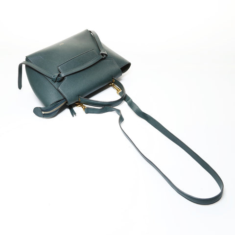 CELINE Leather 2-Way Belt Bag Shoulder Bag green WS28638