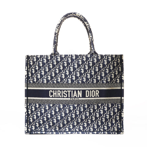 Christian Dior Book Tote Canvas Tote Bag Navy WS28645