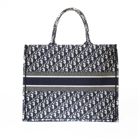 Christian Dior Book Tote Canvas Tote Bag Navy WS28645