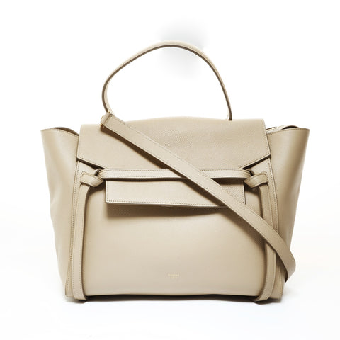 CELINE Leather 2-Way Belt Bag Shoulder Bag beige WS28646