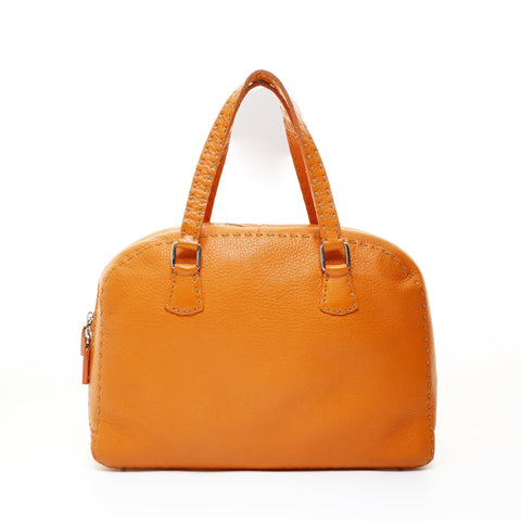 FENDI Leather Selleria Handbag Orange WS28648
