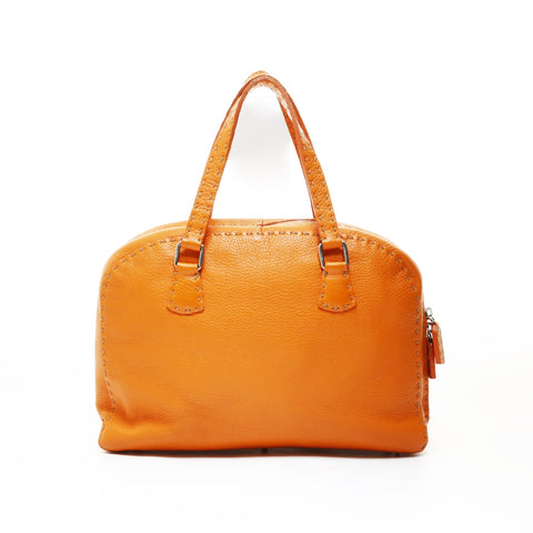 FENDI Leather Selleria Handbag Orange WS28648