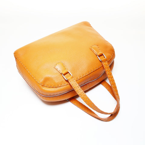 FENDI Leather Selleria Handbag Orange WS28648