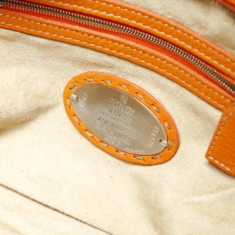 FENDI Leather Selleria Handbag Orange WS28648