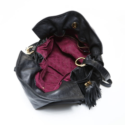 LOEWE Anagram Flamenco Tassel Shoulder Bag black WS28650