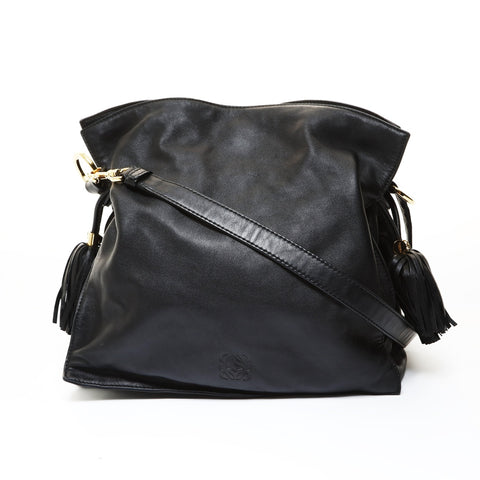 LOEWE Anagram Flamenco Tassel Shoulder Bag black WS28650