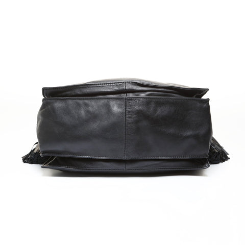 LOEWE Anagram Flamenco Tassel Shoulder Bag black WS28650