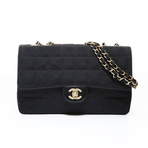 CHANEL Series 7, 1997-1999 New Travel Line, Metal: Matte Gold Shoulder Bag black WS28652