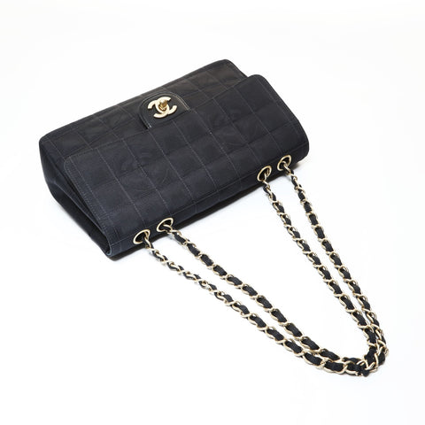 CHANEL Series 7, 1997-1999 New Travel Line, Metal: Matte Gold Shoulder Bag black WS28652
