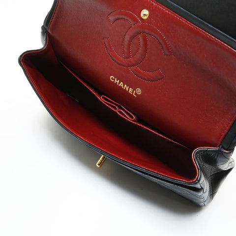 CHANEL Series 4, 1992-1994, Lambskin Double Flap Matelassé Shoulder Bag black WS28653
