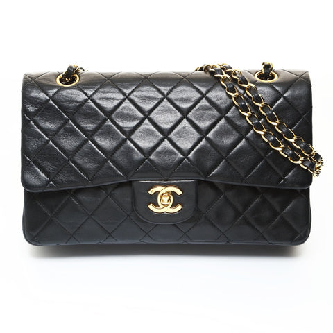 CHANEL Series 4, 1992-1994, Lambskin Double Flap Matelassé Shoulder Bag black WS28653