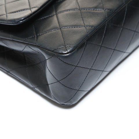 CHANEL Series 4, 1992-1994, Lambskin Double Flap Matelassé Shoulder Bag black WS28653