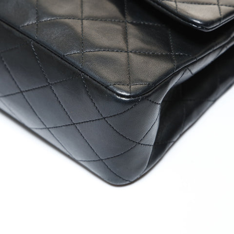 CHANEL Series 4, 1992-1994, Lambskin Double Flap Matelassé Shoulder Bag black WS28653