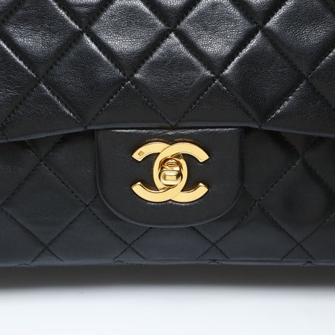 CHANEL Series 4, 1992-1994, Lambskin Double Flap Matelassé Shoulder Bag black WS28653