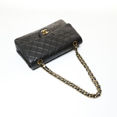 CHANEL Series 4, 1992-1994, Lambskin Double Flap Matelassé Shoulder Bag black WS28653