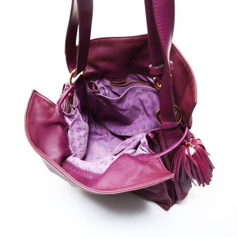 LOEWE Anagram Flamenco Tassel Shoulder Bag purple WS28655
