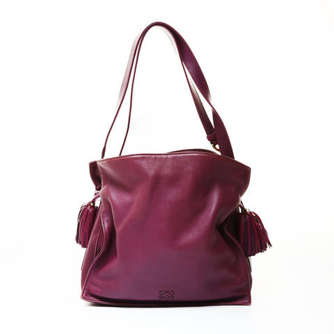 LOEWE Anagram Flamenco Tassel Shoulder Bag purple WS28655