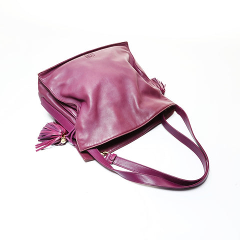 LOEWE Anagram Flamenco Tassel Shoulder Bag purple WS28655