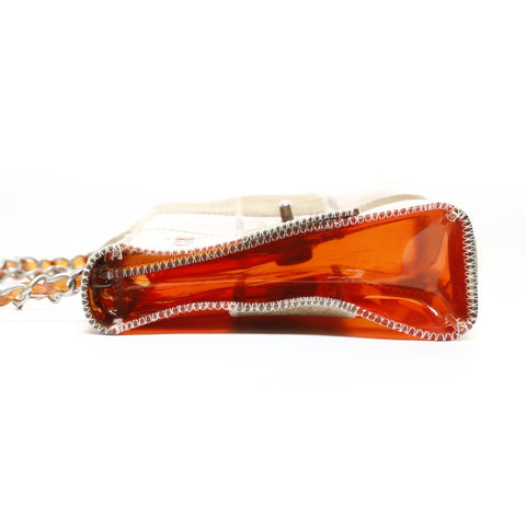 CHANEL Item No. 5, 1994-1996, Chocolate Bar Patchwork, Metal Matte Silver Shoulder Bag Orange WS28657