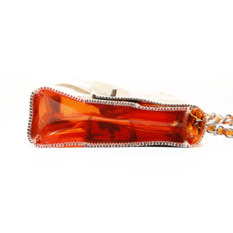 CHANEL Item No. 5, 1994-1996, Chocolate Bar Patchwork, Metal Matte Silver Shoulder Bag Orange WS28657