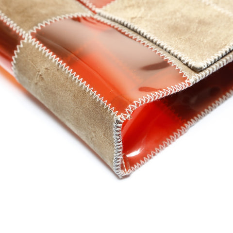 CHANEL Item No. 5, 1994-1996, Chocolate Bar Patchwork, Metal Matte Silver Shoulder Bag Orange WS28657