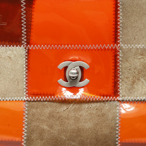 CHANEL Item No. 5, 1994-1996, Chocolate Bar Patchwork, Metal Matte Silver Shoulder Bag Orange WS28657