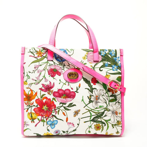 GUCCI Flora Canvas 2-way Handbag multicolor WS28666