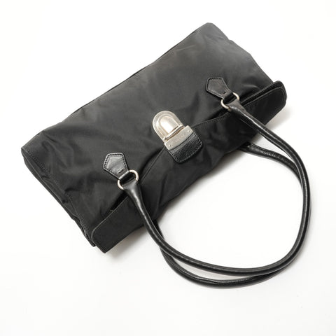 PRADA Nylon triangle logo Shoulder Bag black WS28667