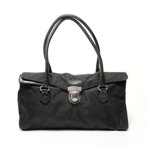 PRADA Nylon triangle logo Shoulder Bag black WS28667