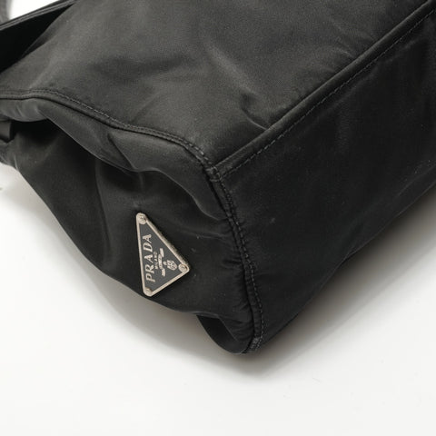 PRADA Nylon triangle logo Shoulder Bag black WS28667