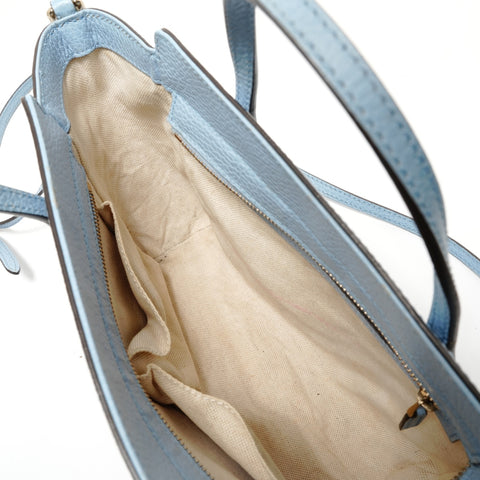 GUCCI Leather 2way Handbag blue WS28668