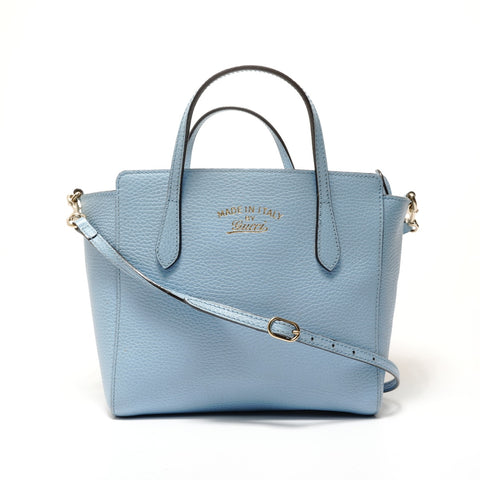 GUCCI Leather 2way Handbag blue WS28668