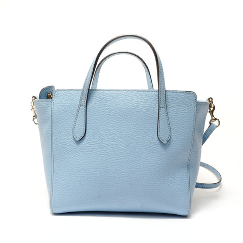 GUCCI Leather 2way Handbag blue WS28668
