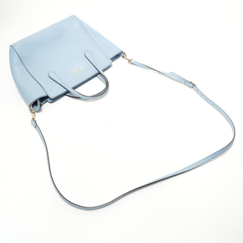 GUCCI Leather 2way Handbag blue WS28668