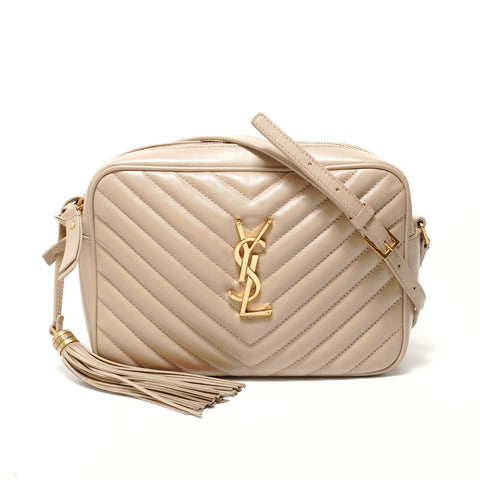 YVES SAINT LAURENT YSL Lou Tassel Camera Bag Shoulder Bag beige WS28674