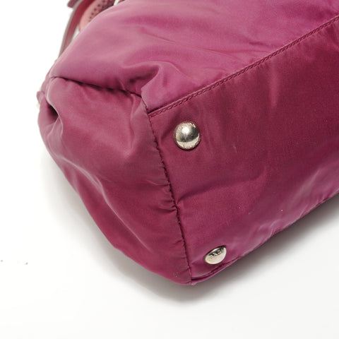 PRADA Logo Nylon 2-way Burgundy Handbag Red WS28676