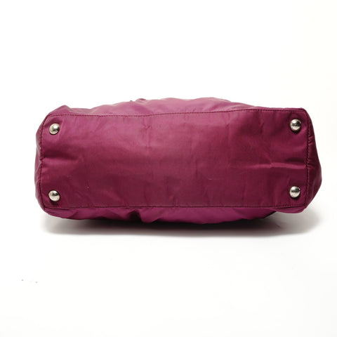 PRADA Logo Nylon 2-way Burgundy Handbag Red WS28676