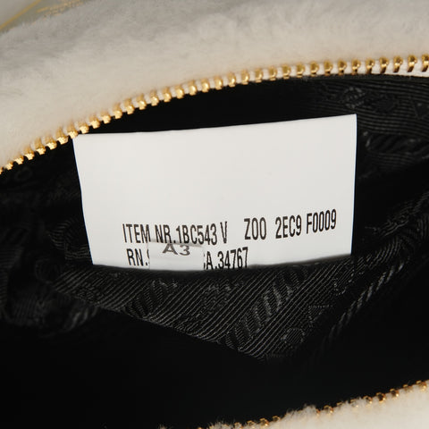 PRADA Triangle logo wool shearling 3-way Shoulder Bag white WS28679