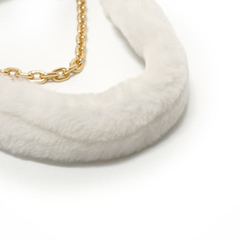 PRADA Triangle logo wool shearling 3-way Shoulder Bag white WS28679