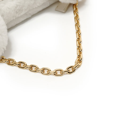 PRADA Triangle logo wool shearling 3-way Shoulder Bag white WS28679