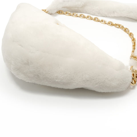 PRADA Triangle logo wool shearling 3-way Shoulder Bag white WS28679